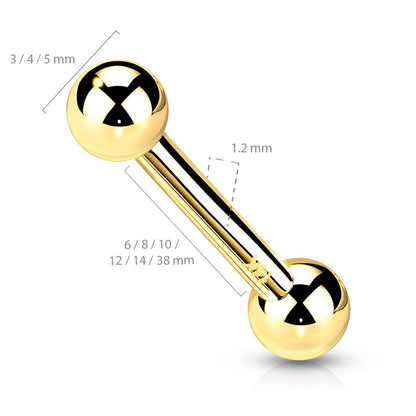 14 Karat Gold Barbell Kugel Push-In