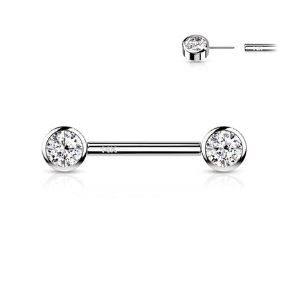 Oro 14 kt Piercing Capezzolo Zircone rotondo  Push-In