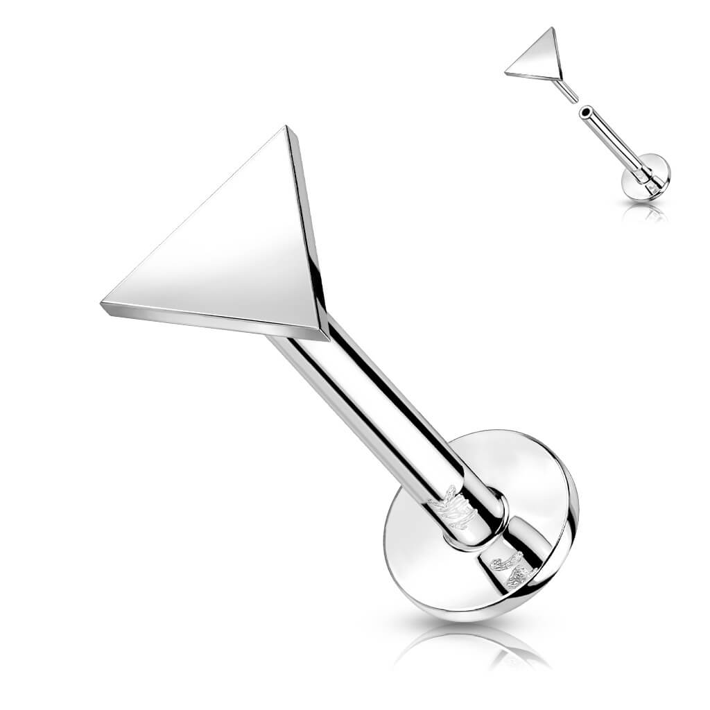 Or 14kt Labret Triangle Plat Enfoncer