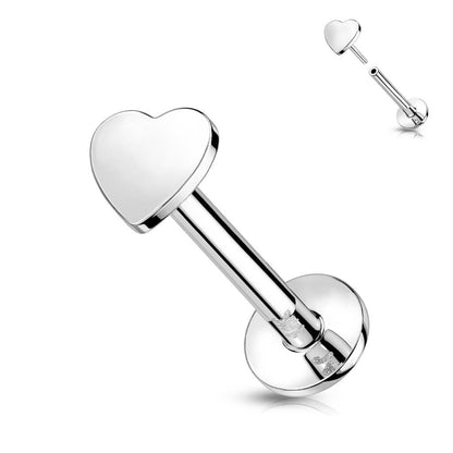 Oro 14 kt Labret Cuore piatto  Push-In