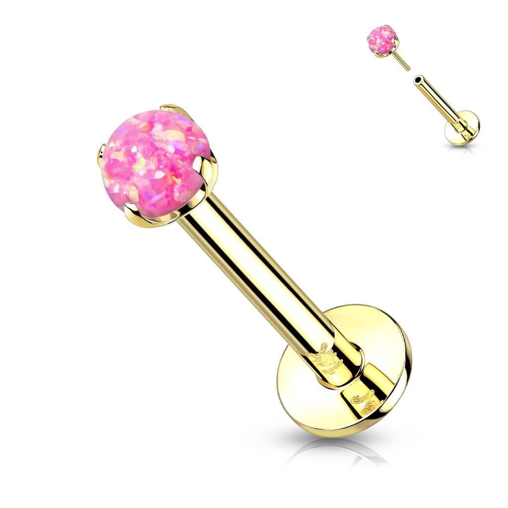 Oro 14 kt Labret Opale rotonda  Push-In