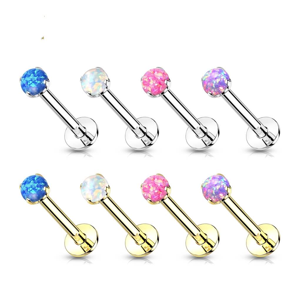 Oro 14 kt Labret Opale rotonda  Push-In