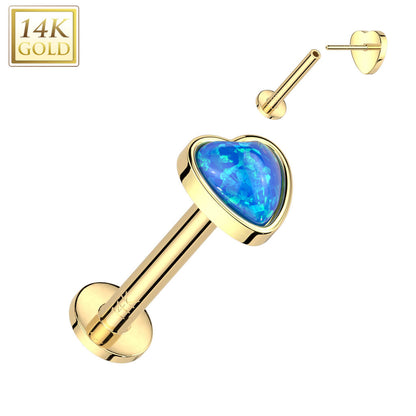 Oro 14 kt Labret Cuore Opale Push-In