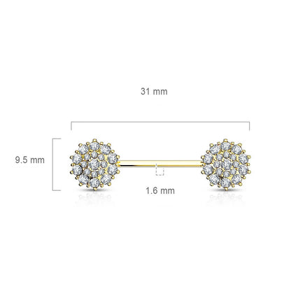 Or 14kt Téton Fleur Zircone