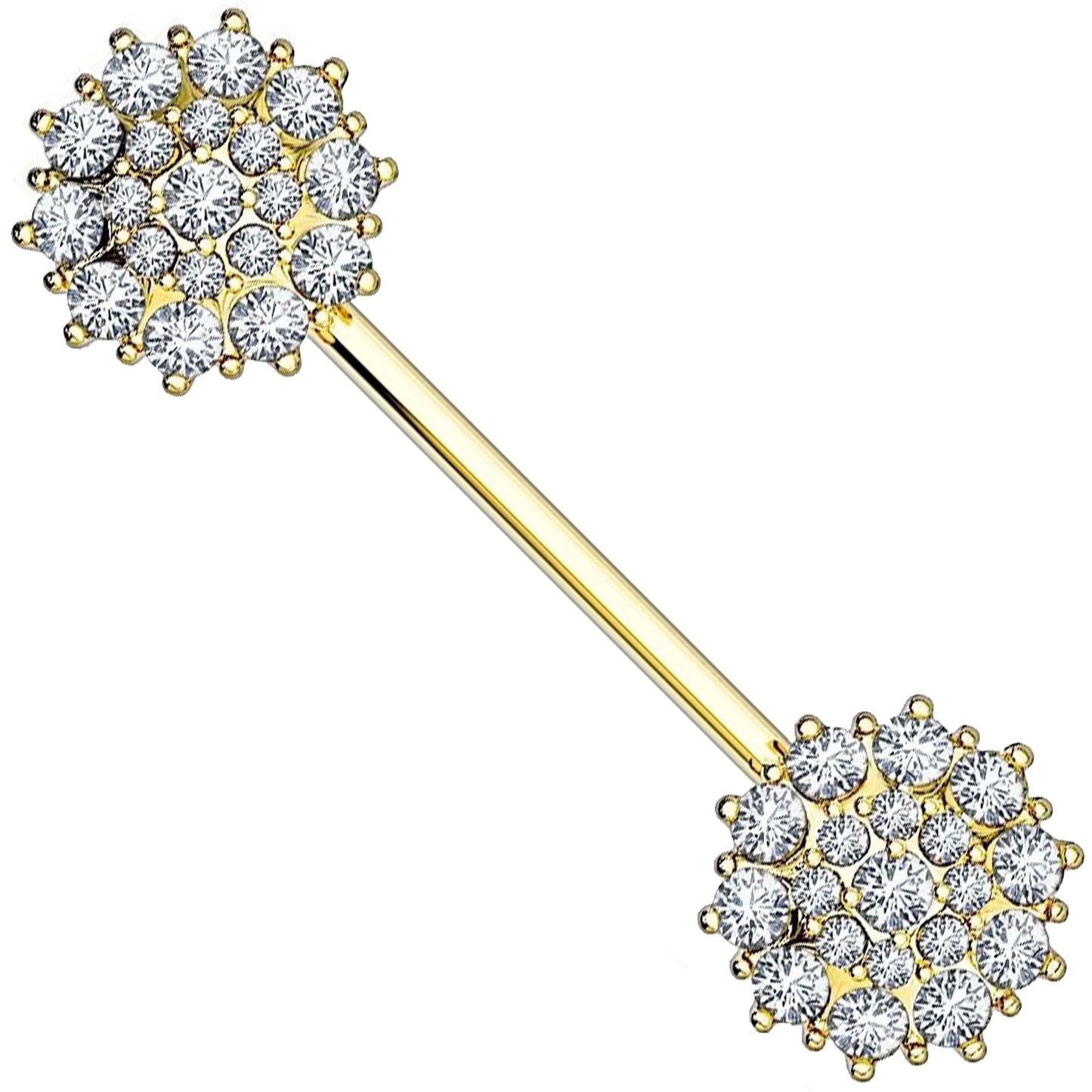 Solid Gold 14 Carat Nipple Piercing Flower Zirconia