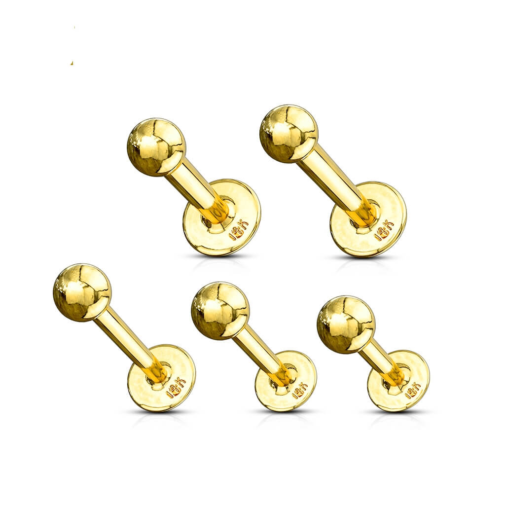 14 Karat Gold Labret Kugel Gelbgold Weißgold