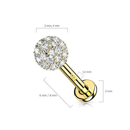 Solid Gold 14 Carat Labret Zirconia