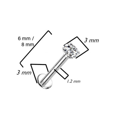 Oro 14kt Circonita Rosca interna Labret