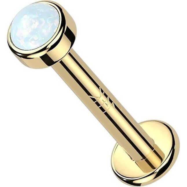 14 Karat Gold Labret Opal Zargenfassung Gelbgold Weißgold Innengewinde