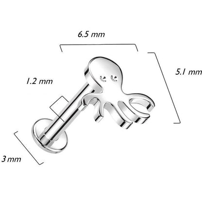 Oro 14kt Pulpo Rosca interna Labret