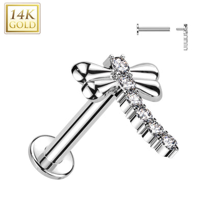 Oro 14kt Libélula de Circonitas Rosca interna Labret