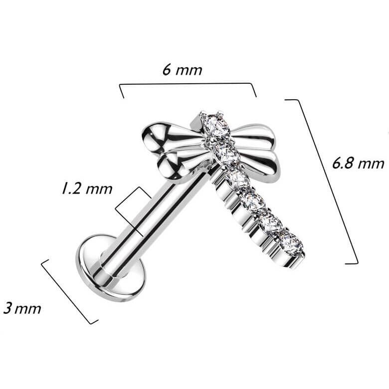 Oro 14kt Libélula de Circonitas Rosca interna Labret