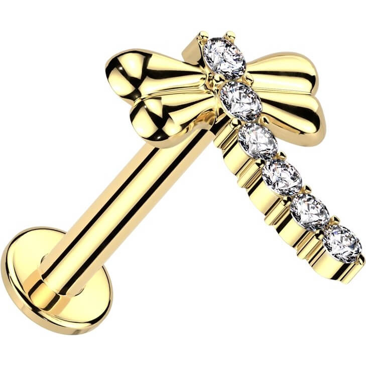 Oro 14kt Libélula de Circonitas Rosca interna Labret