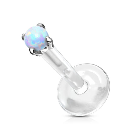 Złoto 585 labret okrągły opal push-in