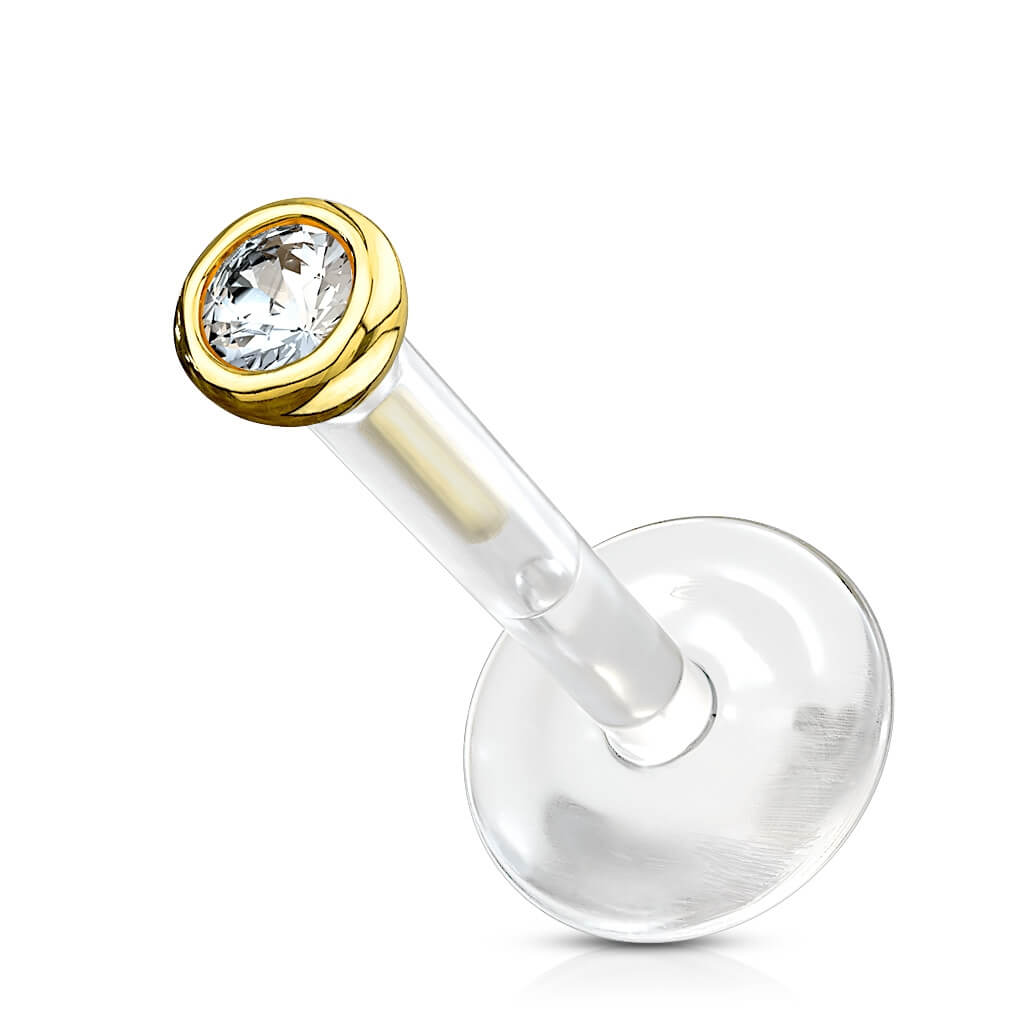 Oro 14kt Circonita redonda Push In Labret