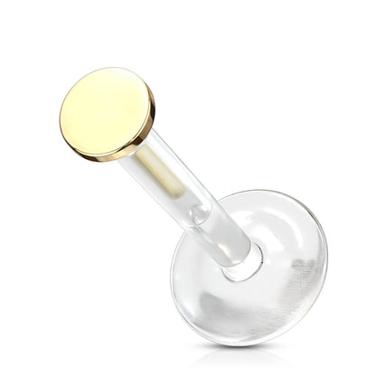 Oro 14kt Circulo plano Push In Labret