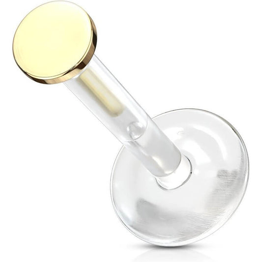 Oro 14 kt Labret Tondo piatto  Push-In