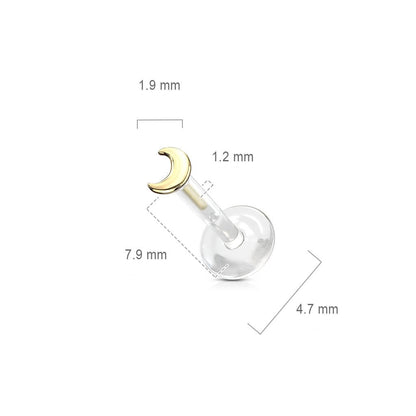 Or 14kt Labret Lune Plate Enfoncer