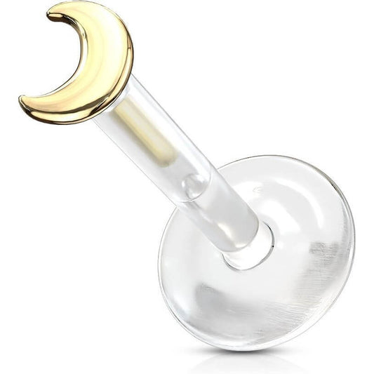 Or 14kt Labret Lune Plate Enfoncer