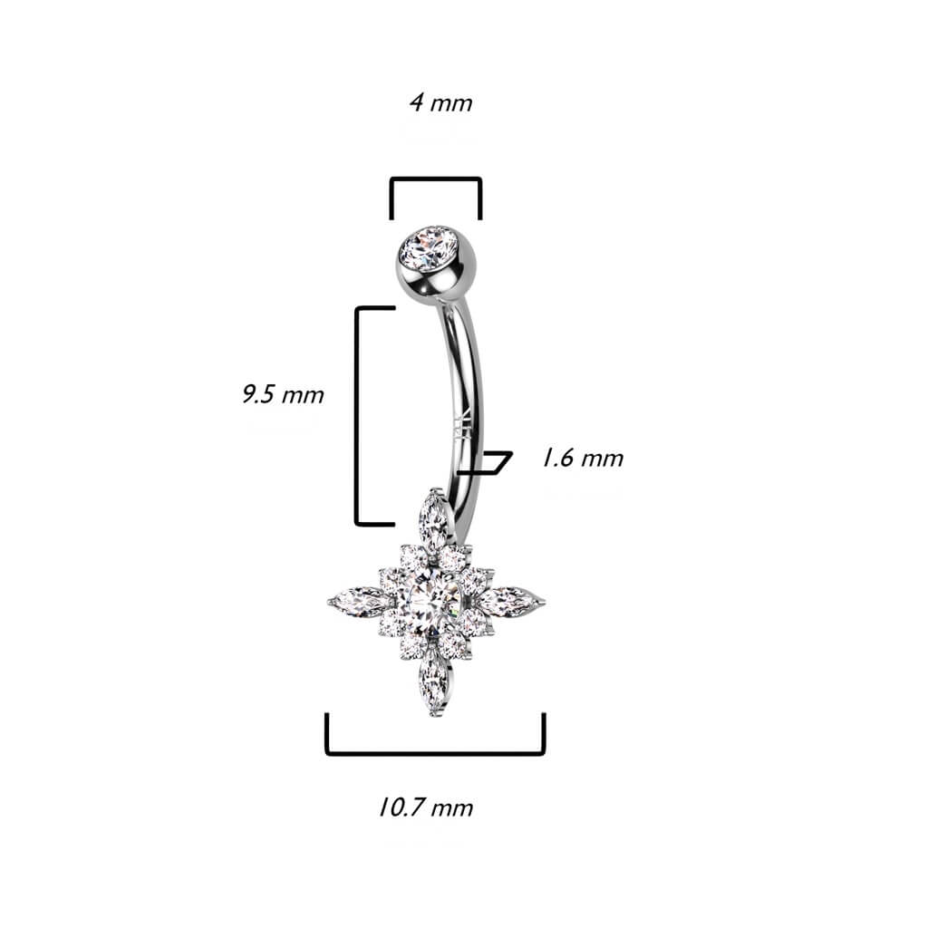 Oro 14 kt Piercing Ombelico Stella di zirconi/opale