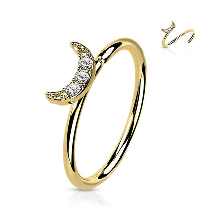 Solid Gold 14 Carat Ring Moon Zirconia Bendable