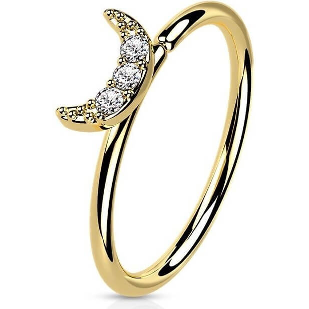 Oro 14kt Anillo Luna Circonita Flexible