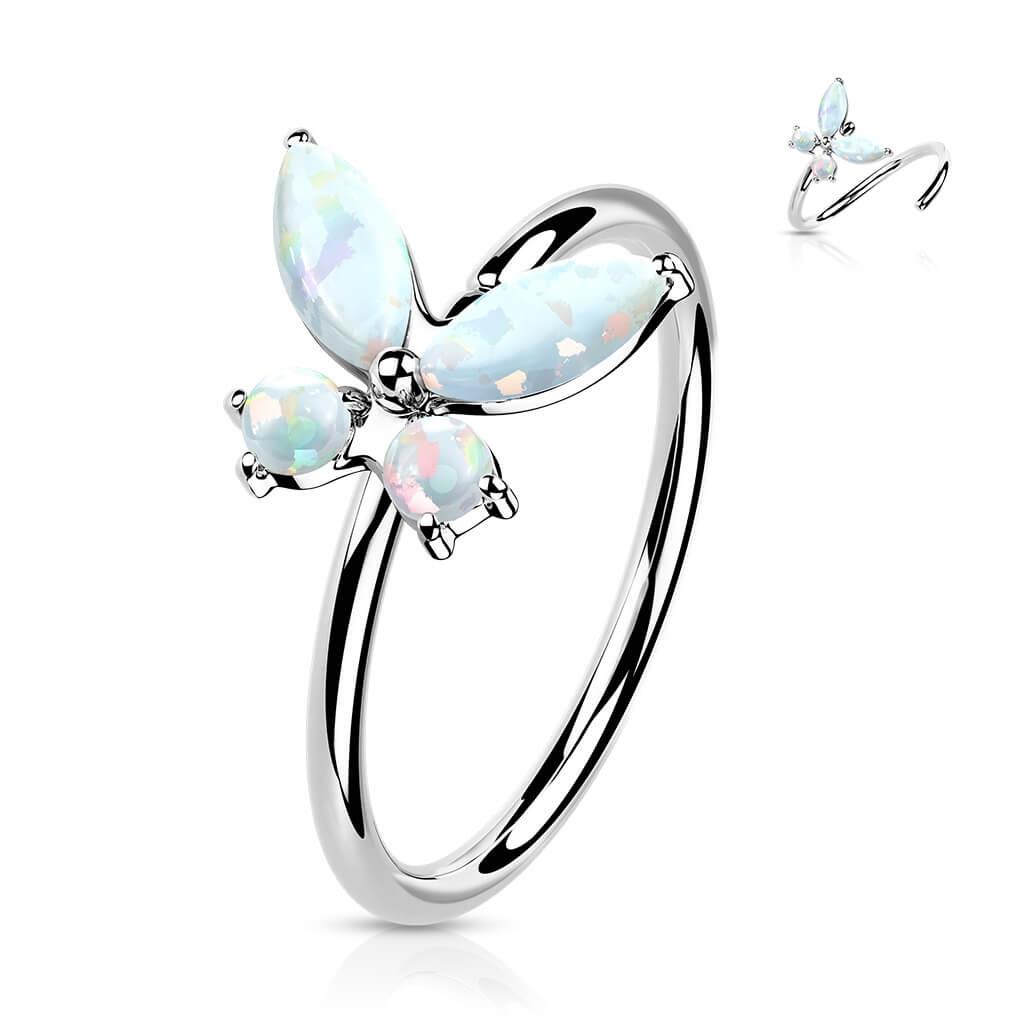 Solid Gold 14 Carat Ring Butterfly Zirconia Bendable