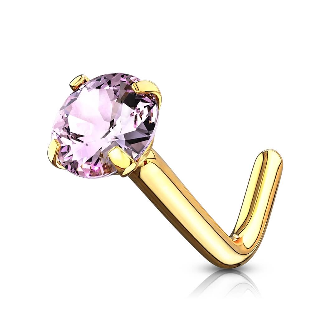 Or 14kt Nez En Forme de L Zircone