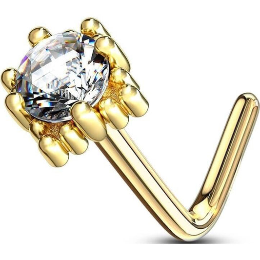 Or 14kt Nez En Forme de L Zircone