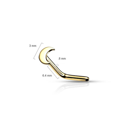 14 Karat Gold Nasenstecker L-Form Mond Gelbgold Weißgold