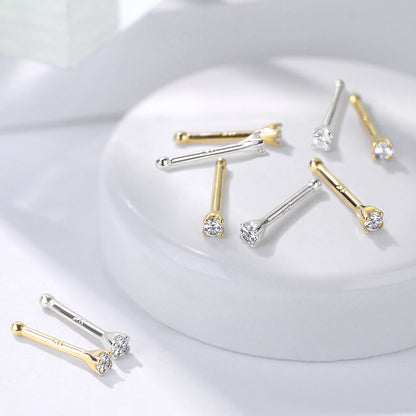 Oro 14kt Nariz Stud Aro de Circonita