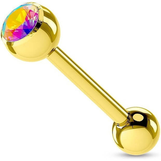 Barbell Kugel Zirkonia Gold