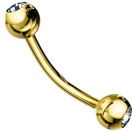 Piercing Sopracciglio Sfera Oro con Zircone