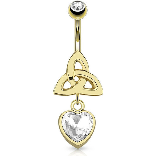 Piercing Ombelico Triquetra con pendente a Zircone a cuore