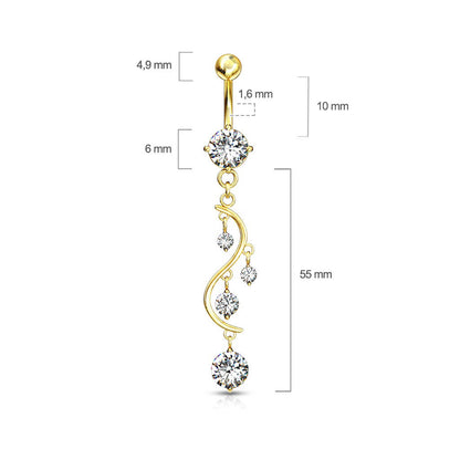 Bauchnabelpiercing Hänger Zirkonia Gold