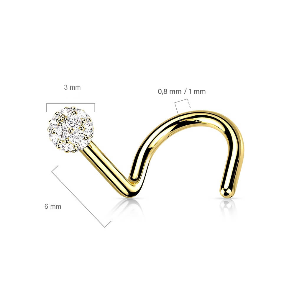 Oro 14kt Nariz Screw Circonita