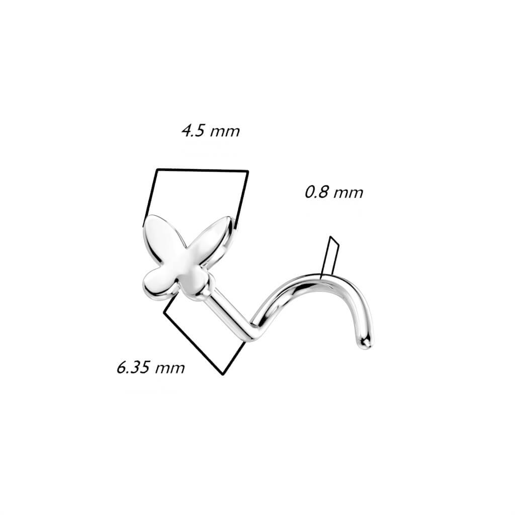 Oro 14 kt Screw Nasale Farfalla