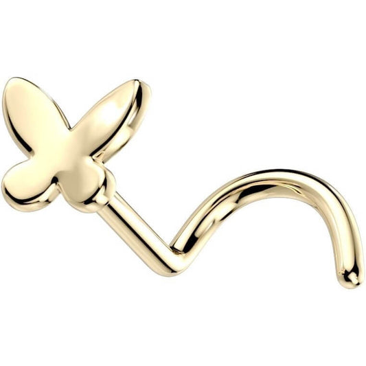 Solid Gold 14 Carat Nose Screw Butterfly