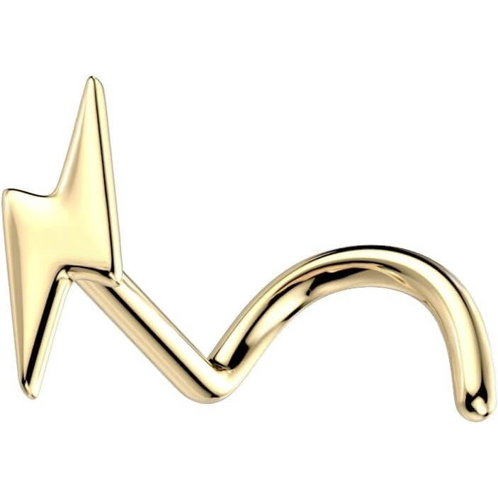 Solid Gold 14 Carat Nose Screw Lightning Bolt