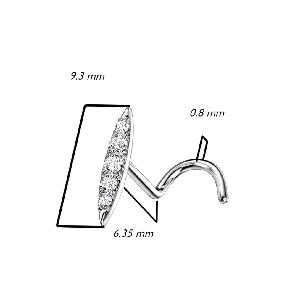 14 Karat Gold Nasenstecker Ellipse Zirkonia Gelbgold Weißgold