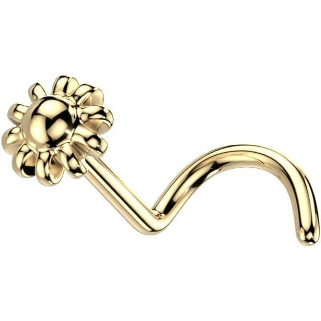 Or 14kt Nez  Vis Fleur