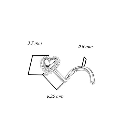 Oro 14 kt Screw Nasale Cuore 