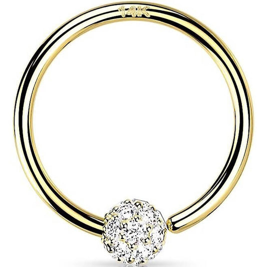 Oro 14 kt Anello Piercing Zircone  Pieghevole