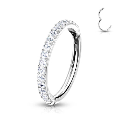 Oro 14 kt Anello Piercing Zirconi Clicker