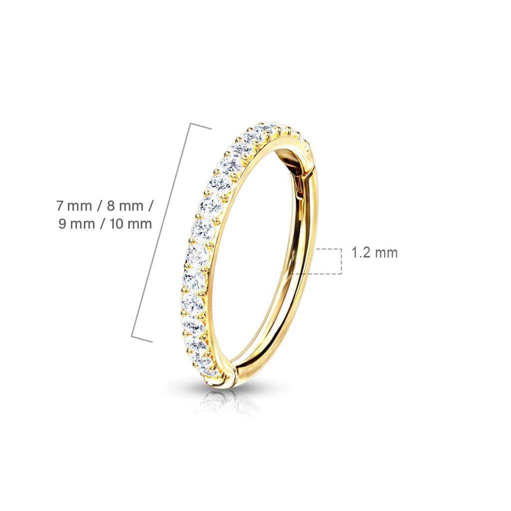 Oro 14 kt Anello Piercing Zirconi Clicker