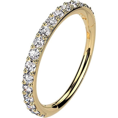 14 Karat Gold Ring Pavefassung Zirkonia Segment 