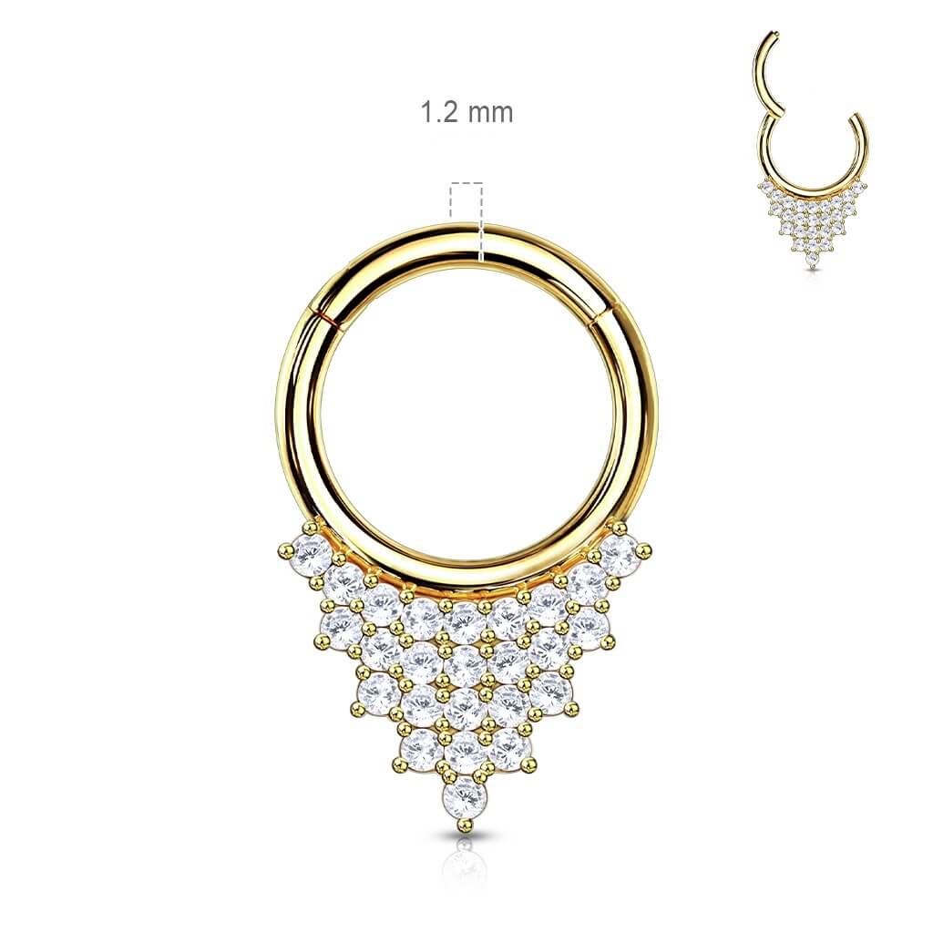 Oro 14 kt Piercing Septum  Triangolare di zirconi Clicker