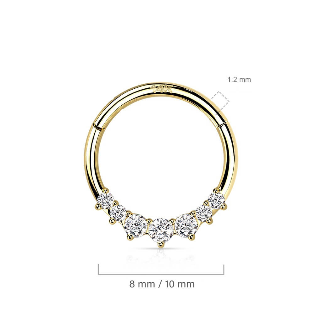 Solid Gold 14 Carat Ring Zirconia Clicker