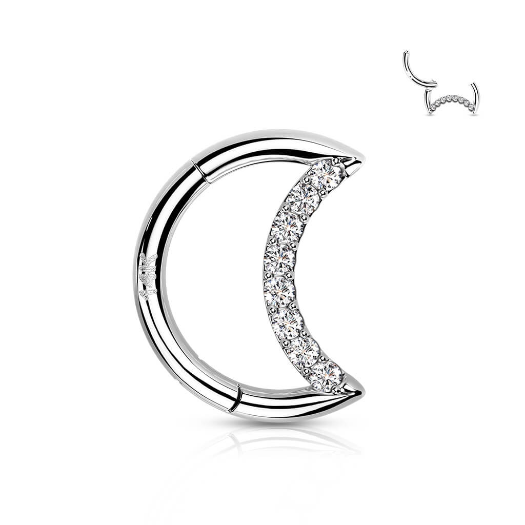 Oro 14 kt Anello Piercing  Zircone/Opale Clicker