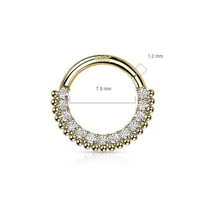 Solid Gold 14 Carat Ring Zirconia Clicker